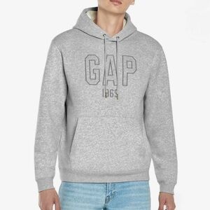 Gap 1969 Logo Unisex Hoodie Fleece-Lined Heather Gray